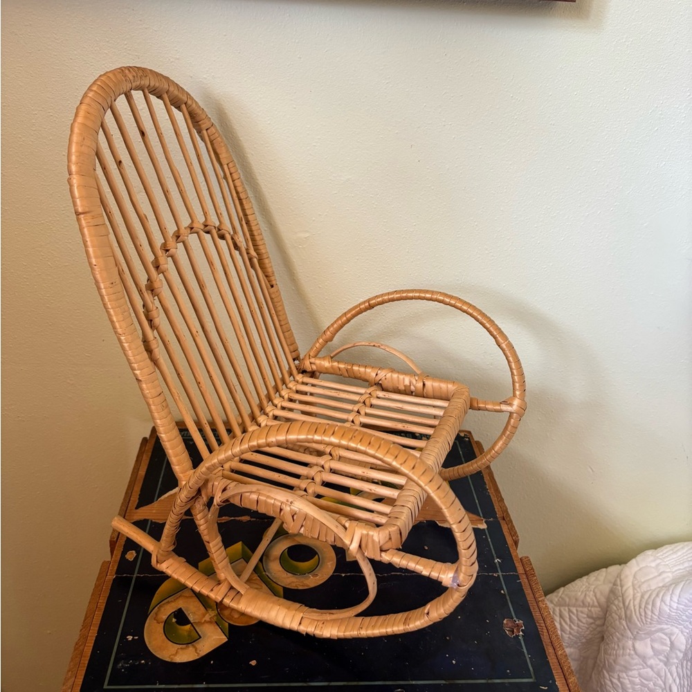 Mini wicker rocking chair